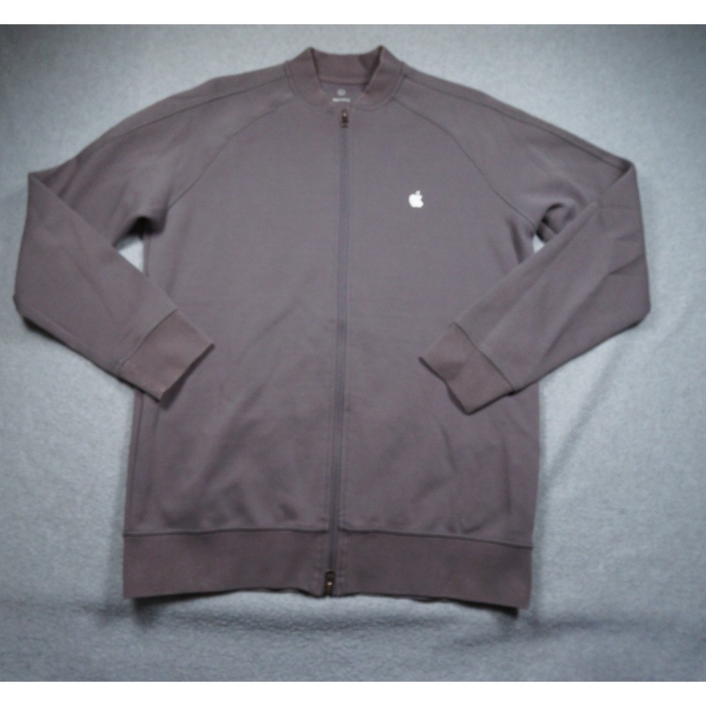 Apple Employee Jacket Mens Large Gray Full Zip Sweatshirt Bomber Tech Casual